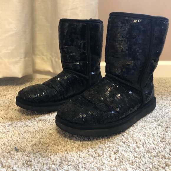 Black Sequin Uggs (Classic Short Cosmos Sequin) - Picture 7 of 7